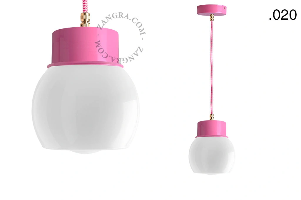 lámpara colgante rosa - pantalla de vidrio - Ø 10 cm