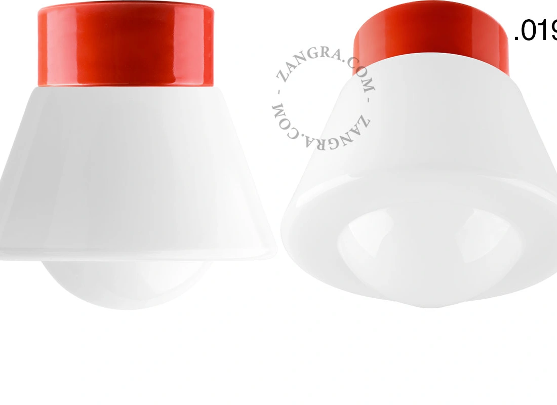 Leuchte David aus rotem Porzellan - Ø 10 cm