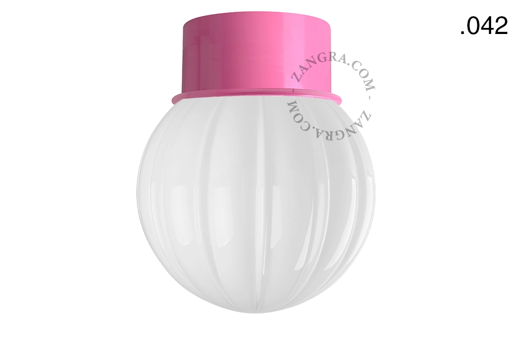 pink wall or ceiling light - glass shade - Ø 10 cm