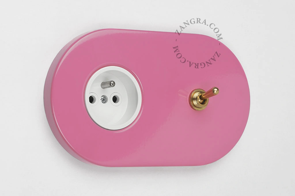 enchufe rosa e interruptor simple o conmutado - palanca de latón