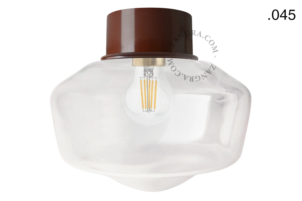 brown wall or ceiling light - glass shade - Ø 10 cm