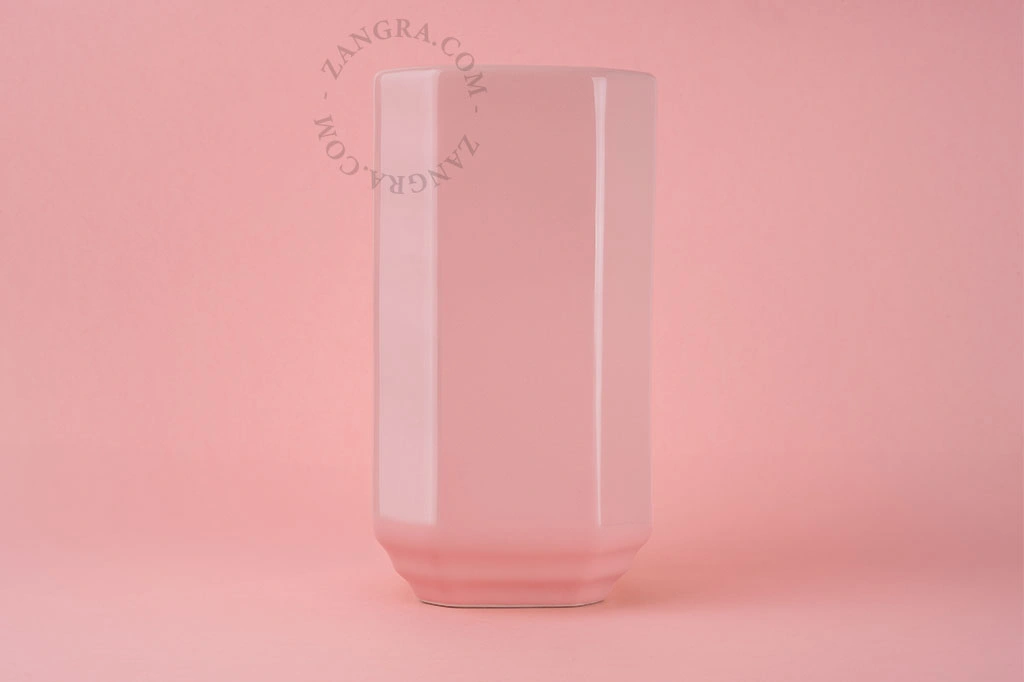 porte-balayette Art Déco Becca en porcelaine rose