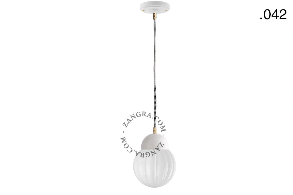 lámpara colgante de porcelana blanca - pantalla de vidrio