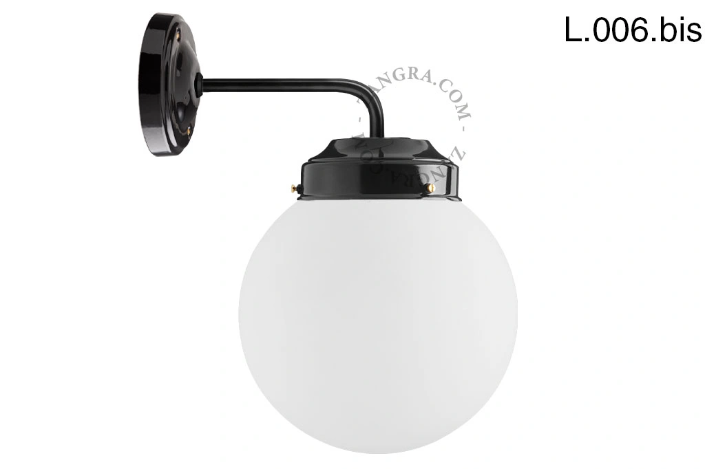 applique noire - globe en verre