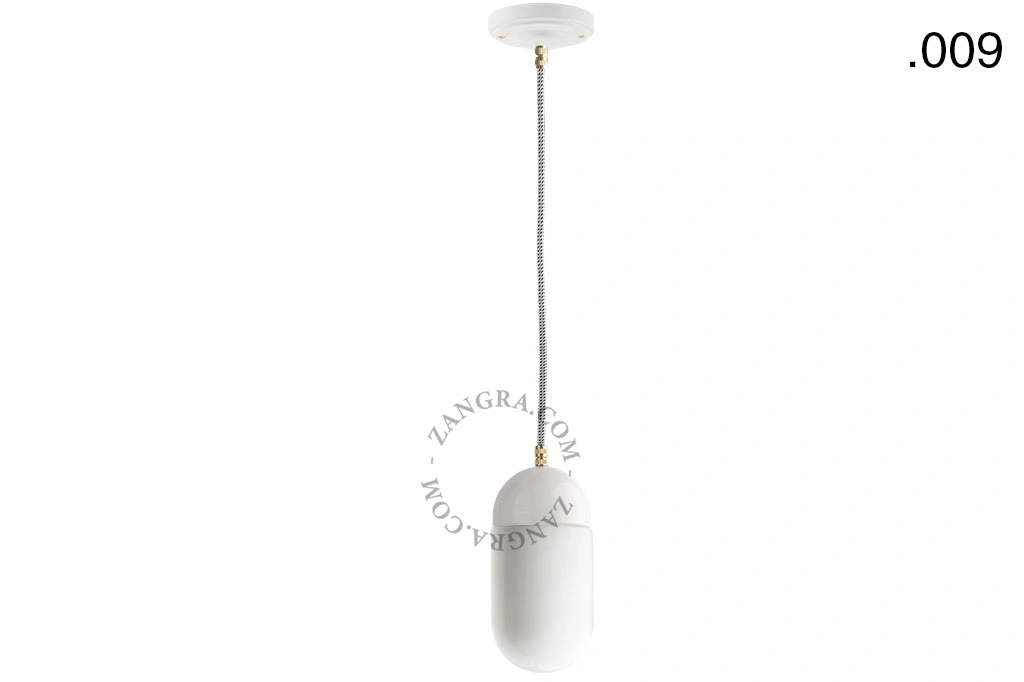 lámpara colgante de porcelana blanca - pantalla de vidrio