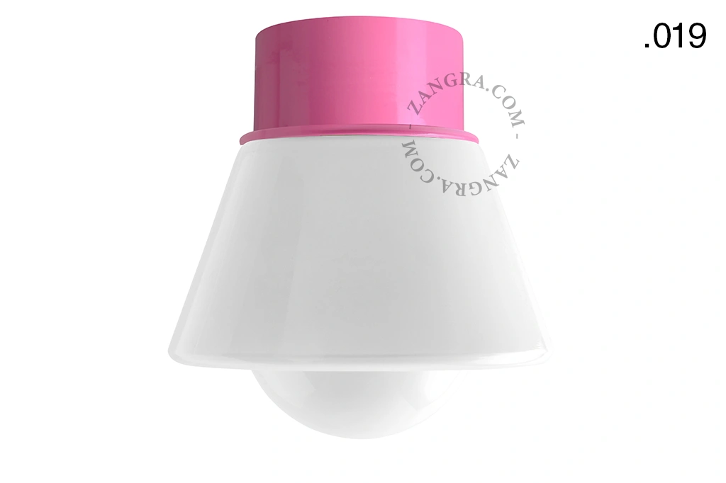 pink wall or ceiling light - glass shade - Ø 10 cm