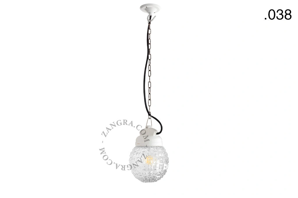 hanglamp van porselein en glas  - IP54