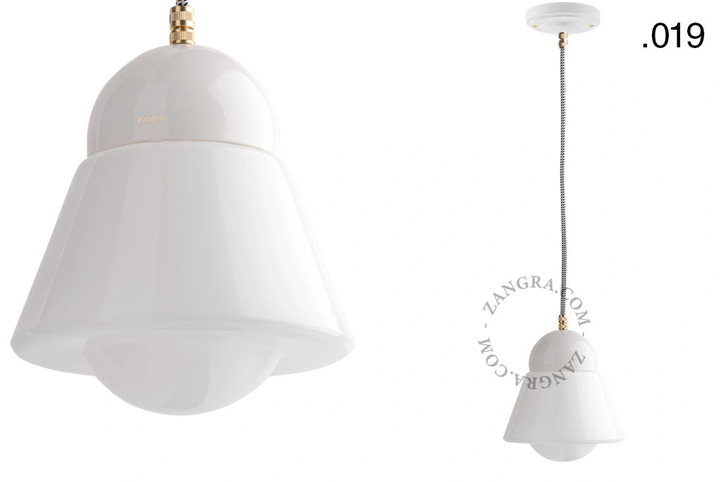 lámpara colgante de porcelana blanca - pantalla de vidrio