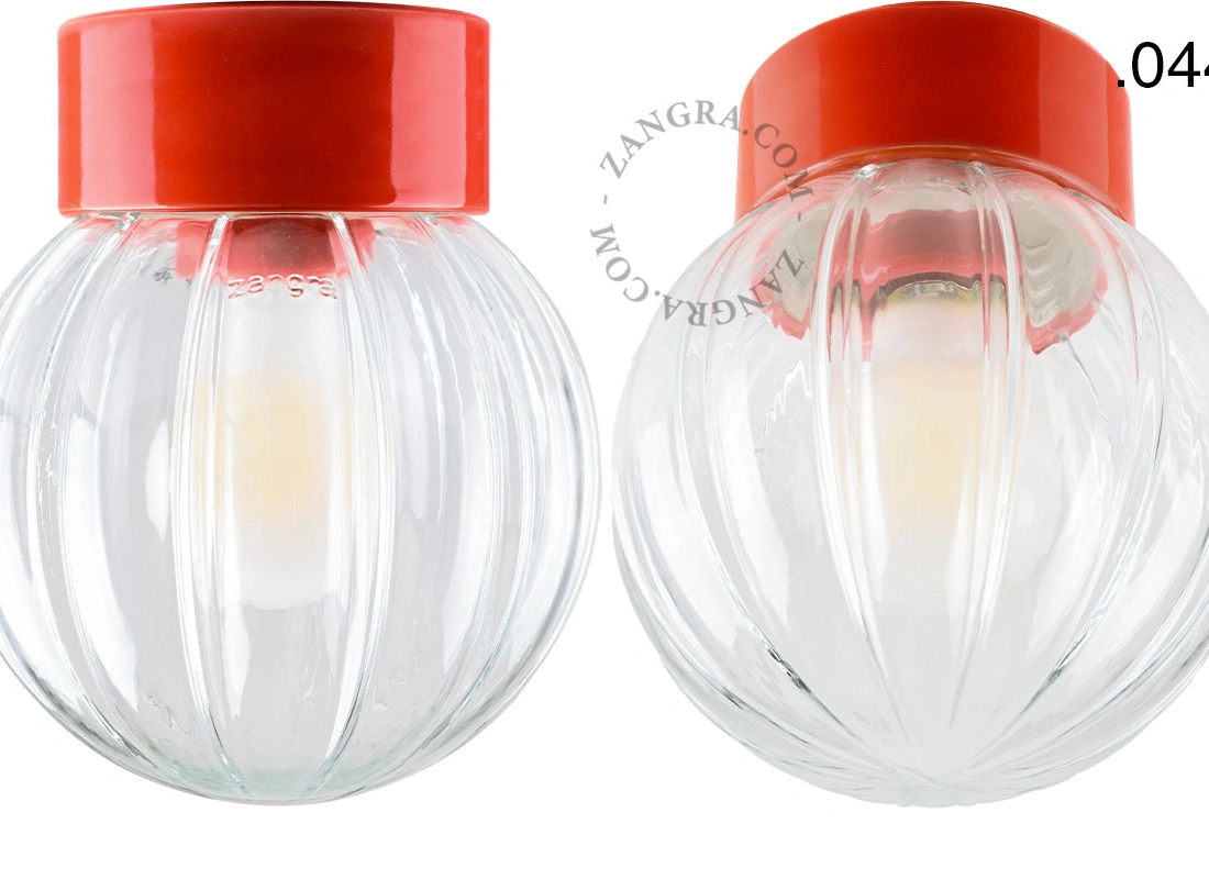 Leuchte David aus rotem Porzellan - Ø 10 cm
