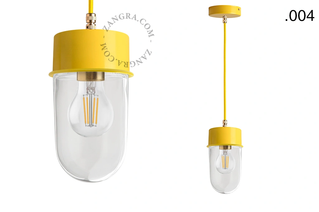yellow pendant light - glass shade - Ø 10 cm