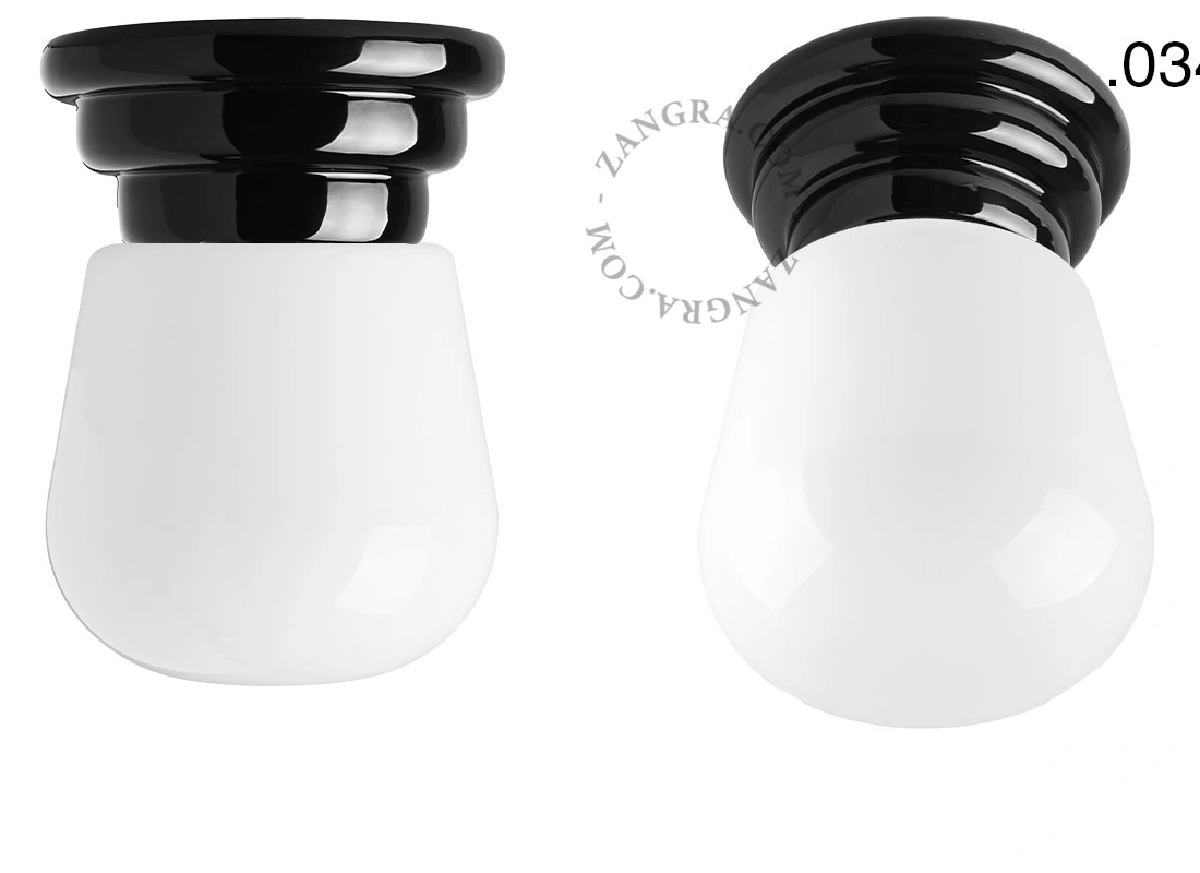 Art Deco-lampe i sort porcelæn Daniel