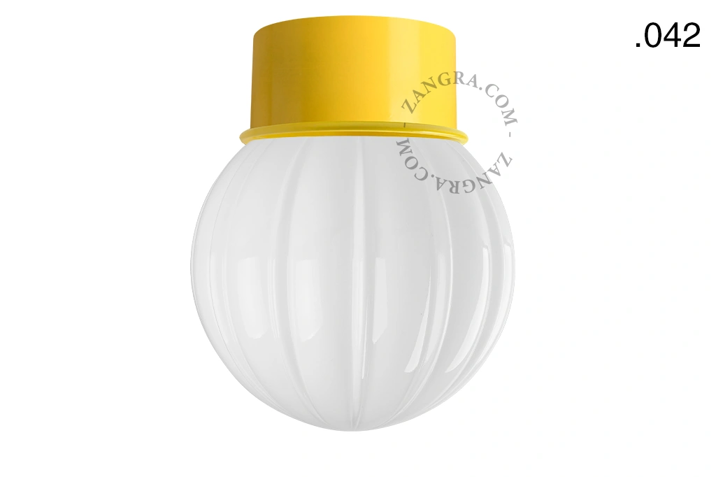 lampa ścienna lub sufitowa żółta - szklany klosz - Ø 10cm