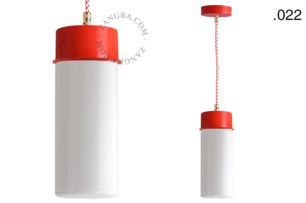 lampada a sospensione rossa - paralume in vetro - Ø 10 cm