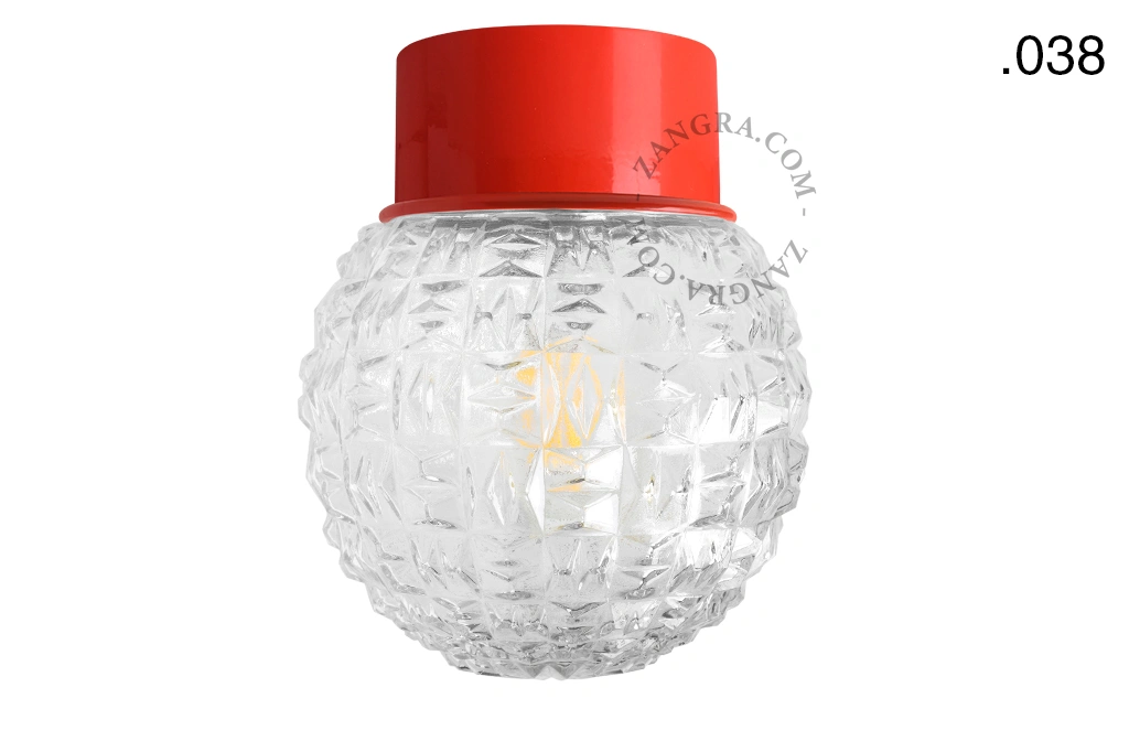 rød væg eller loftslampe - glas skærm - Ø 10 cm