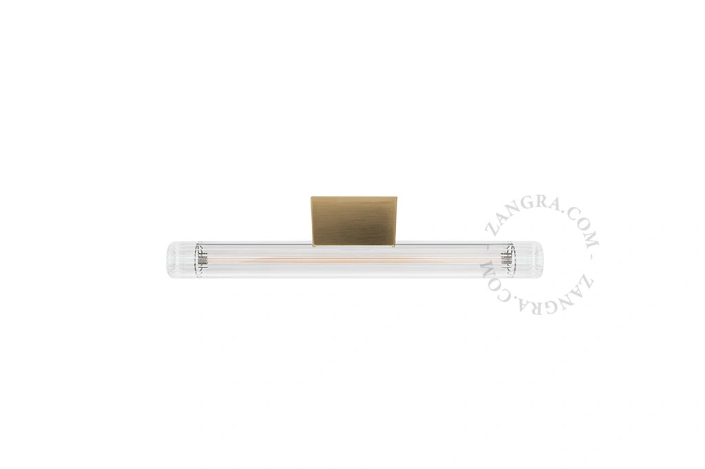 applique ou plafonnier s14d en laiton - verre strié transparent