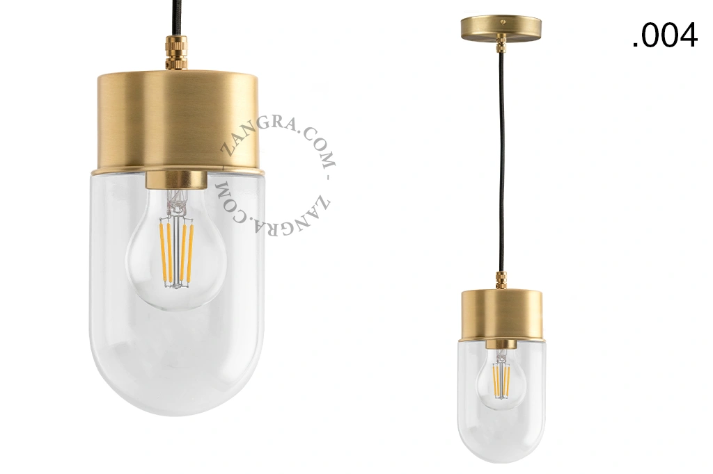 brass pendant light - glass shade - Ø 10 cm