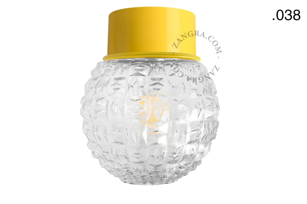 lampa ścienna lub sufitowa żółta - szklany klosz - Ø 10cm