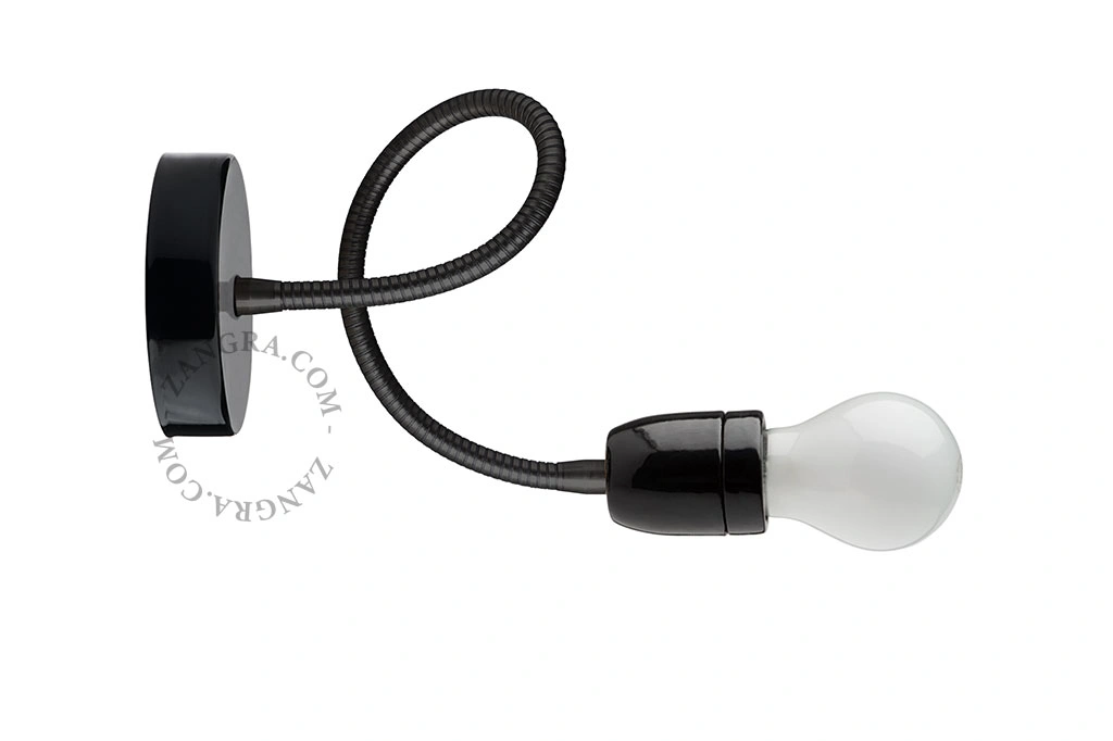 aplique o plafón de porcelana negra o blanca con brazo flexible