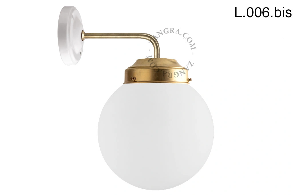 applique en laiton - globe en verre