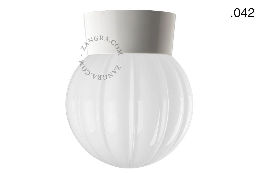 biała lampa ścienna lub sufitowa ze szklanym kloszem - Ø 11 cm