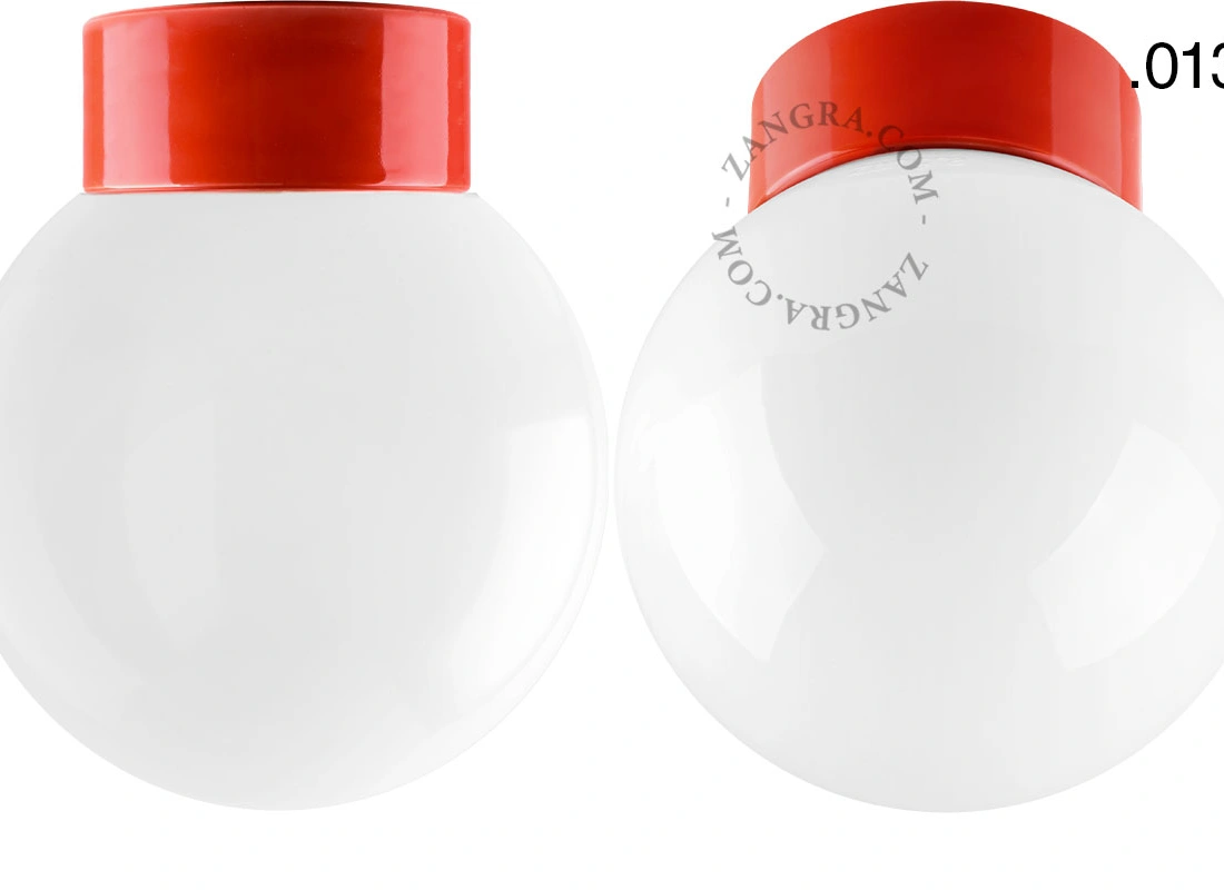 Leuchte David aus rotem Porzellan - Ø 10 cm