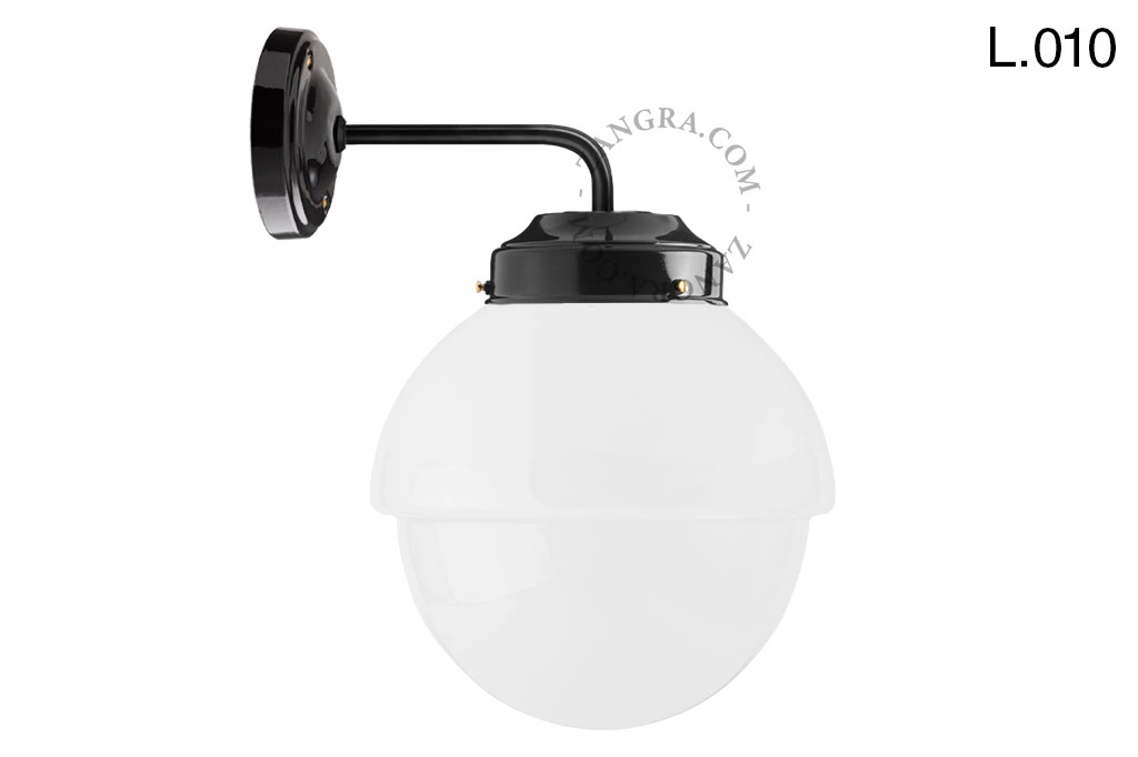 applique noire - globe en verre