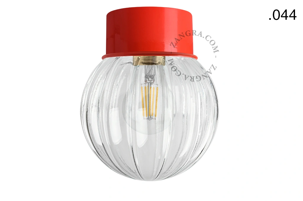 rød væg eller loftslampe - glas skærm - Ø 10 cm