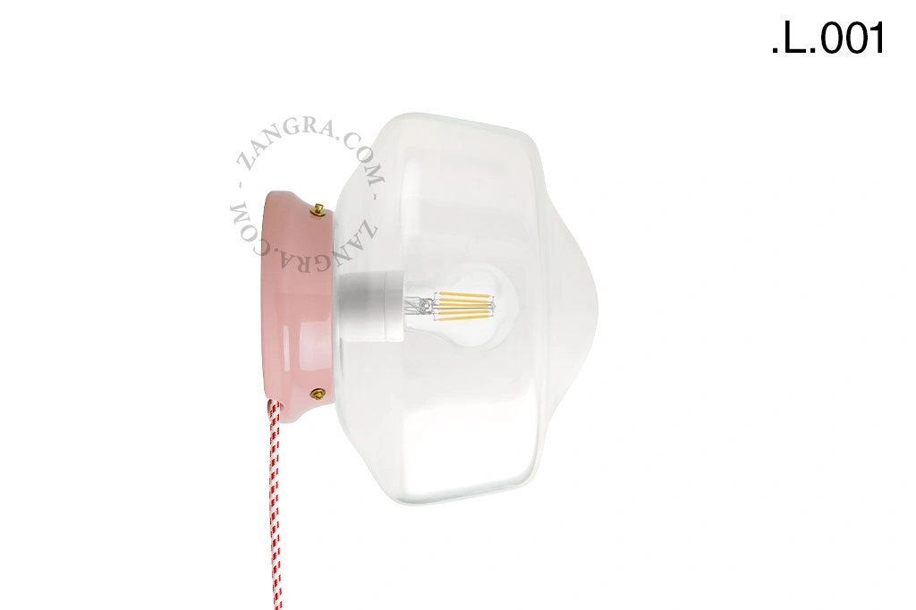 applique ou lampe de table Cédric en porcelaine rose