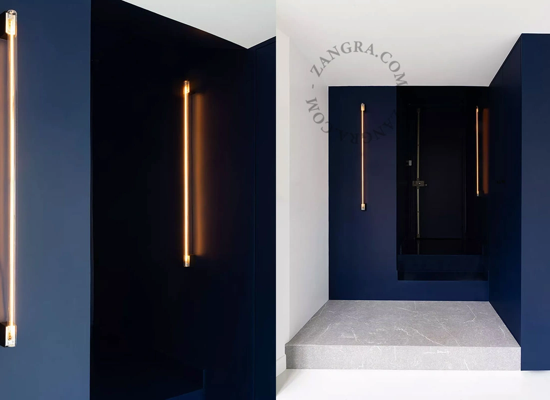 black wall or ceiling light S14s – stick bulb – 100cm