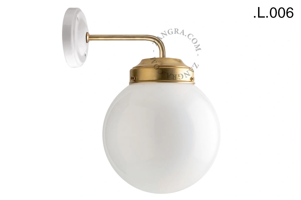 applique en laiton - globe en verre