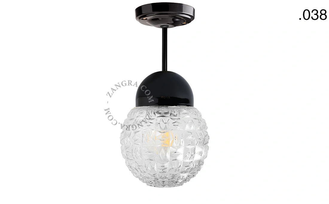 lampa porcelana ze szklanym kloszem