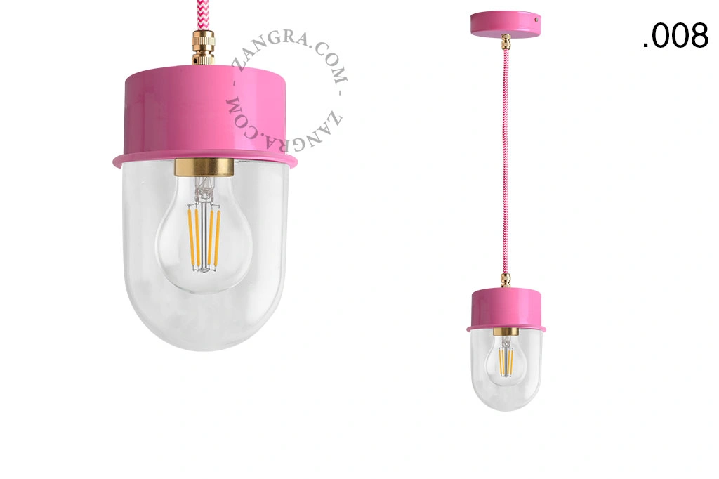 lámpara colgante rosa - pantalla de vidrio - Ø 10 cm