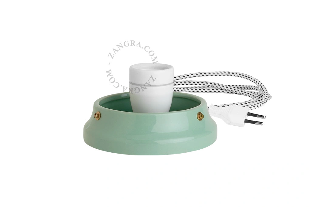 zielona porcelanowa lampa stołowa lub ścienna Cedric