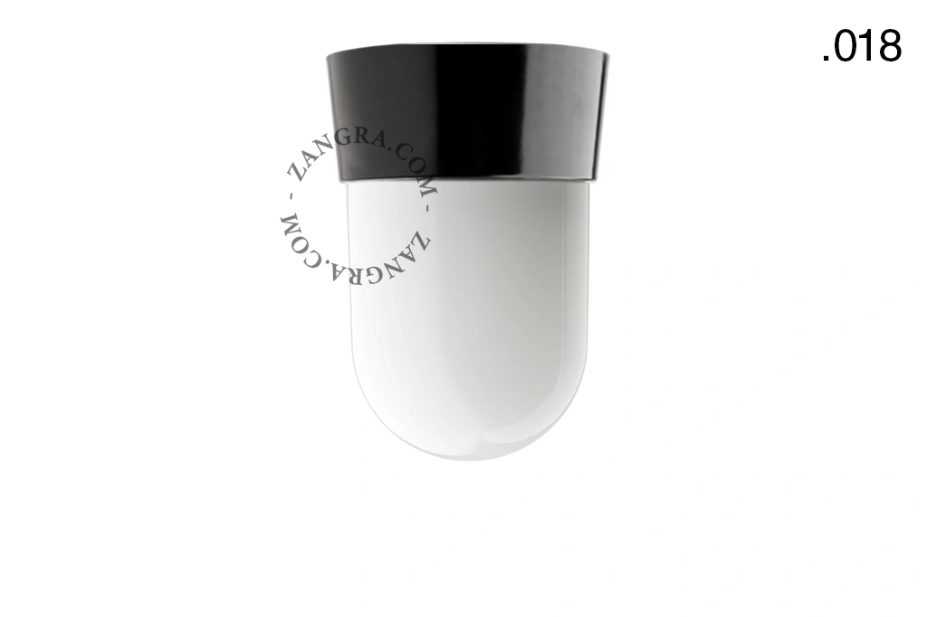 svart vägg- eller taklampa - glasskärm - Ø 11 cm