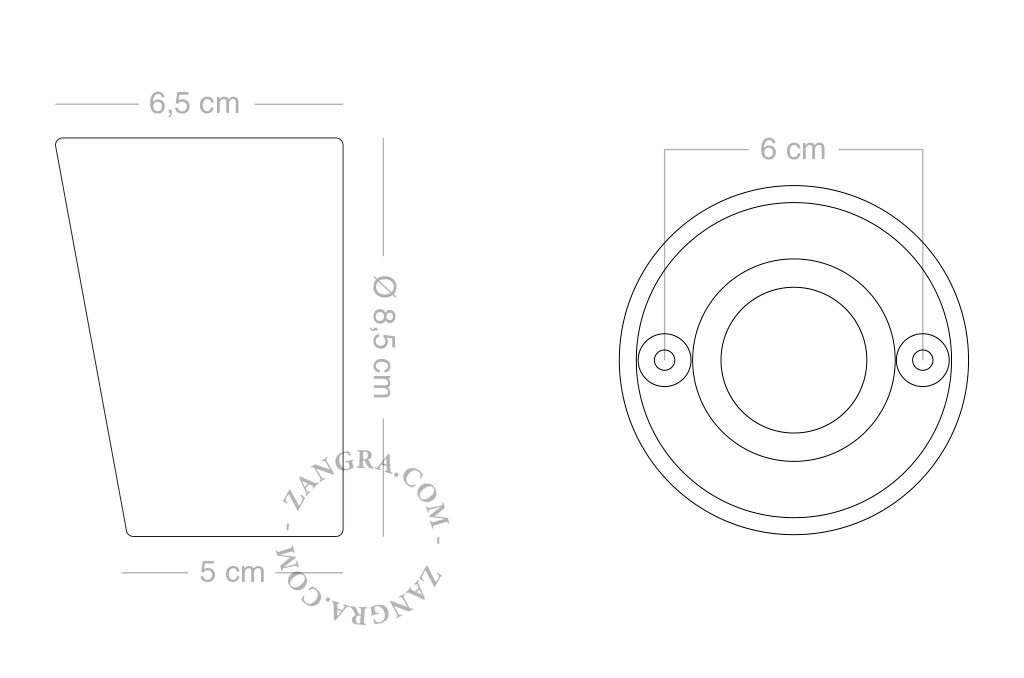 aplique de baño de porcelana negra - pantalla de vidrio - Ø 8,5cm - IP54