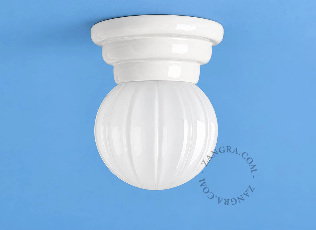 Art Deco-lampe i hvidt porcelæn Daniel