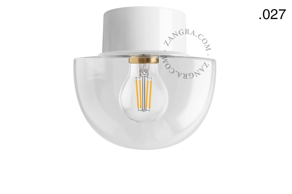 lampa ścienna lub sufitowa biała - szklany klosz  - Ø 10 cm