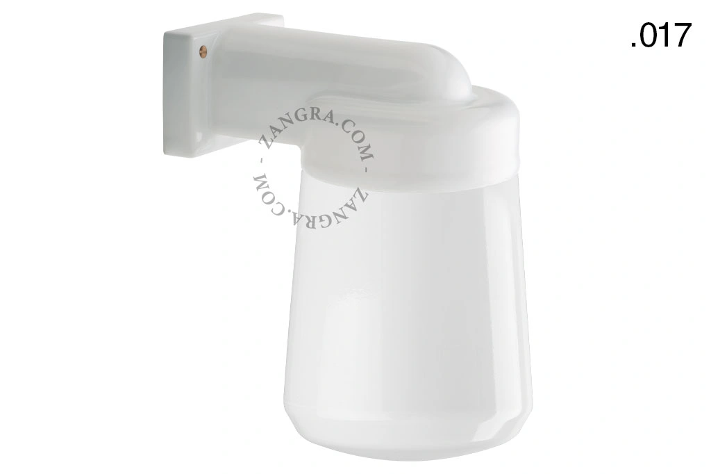 zewnętrzna lub łazienkowa lampa ścienna biała porcelana ze szklanym kloszem - IP54