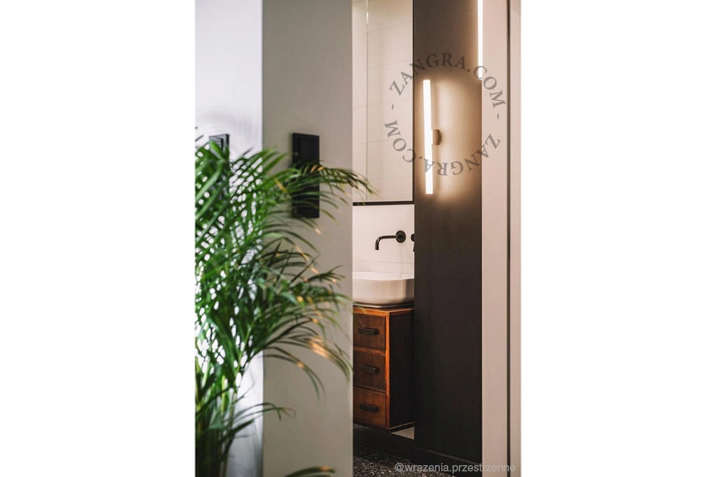 applique ou plafonnier S14d noir - ampoule tubulaire opaline