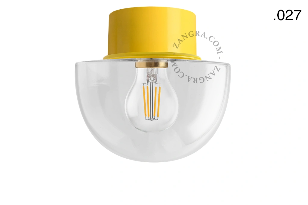 lampa ścienna lub sufitowa żółta - szklany klosz - Ø 10cm