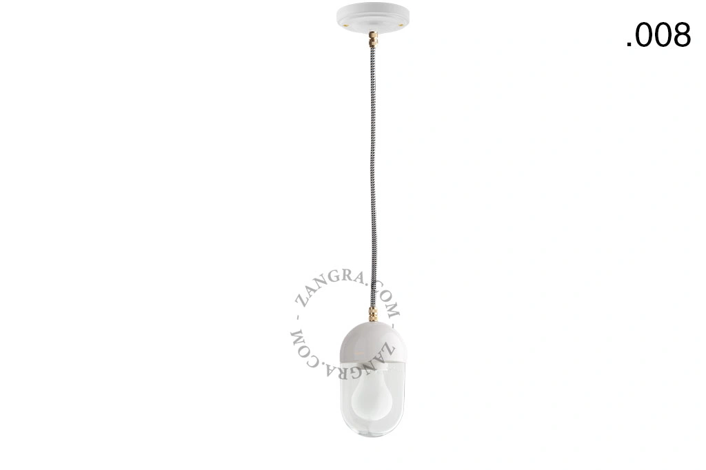 lámpara colgante de porcelana blanca - pantalla de vidrio