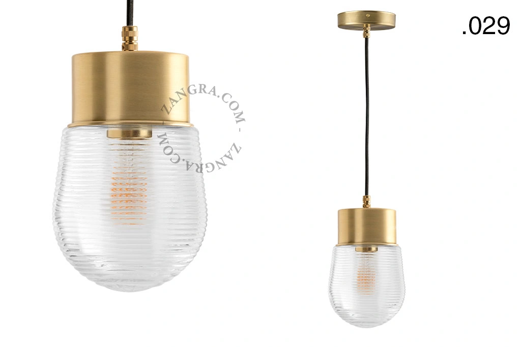 brass pendant light - glass shade - Ø 10 cm