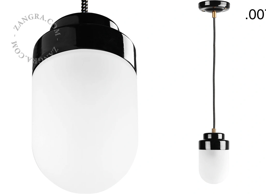 Art Deco pendellampa i svart porslin Denim