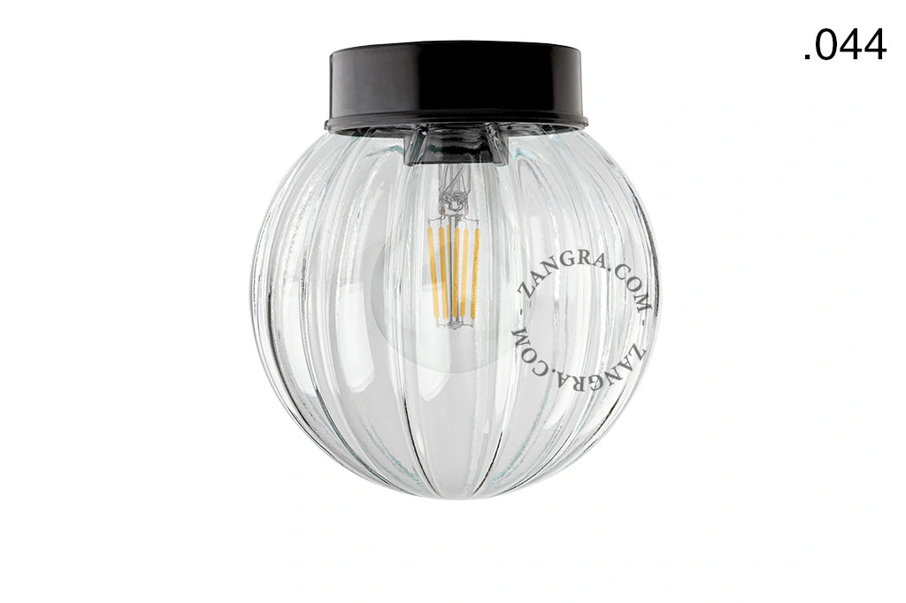 sort bakelit væg- eller loftslampe – glas skærm - Ø 9 cm