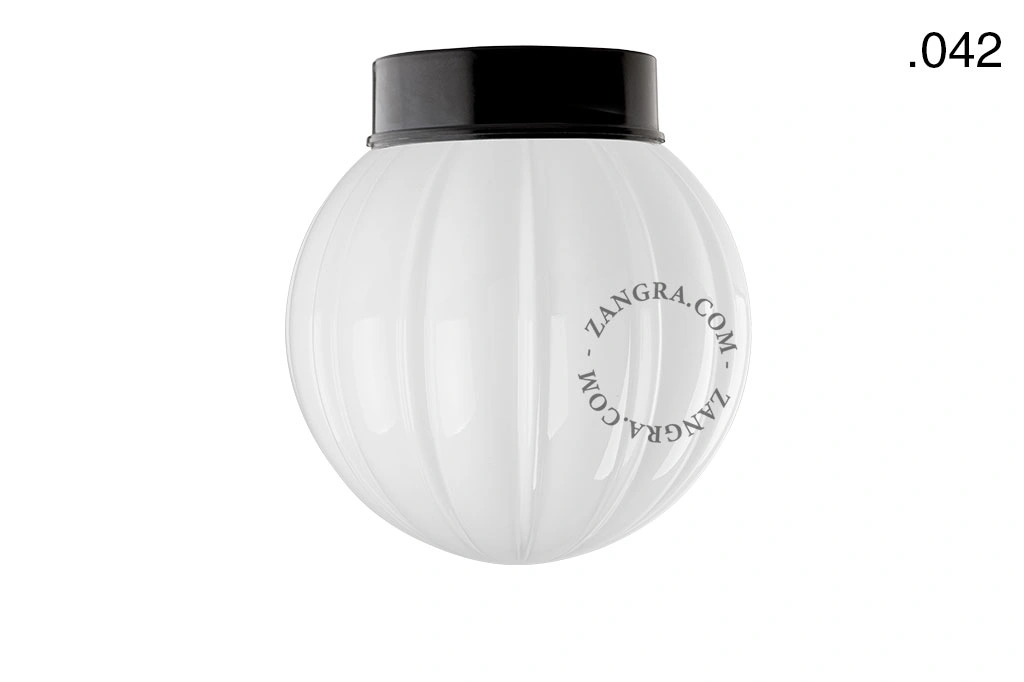 sort bakelit væg- eller loftslampe – glas skærm - Ø 9 cm