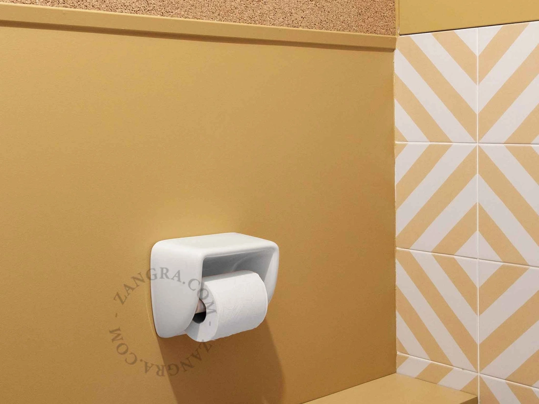 suporte de papel higiénico em porcelana branca