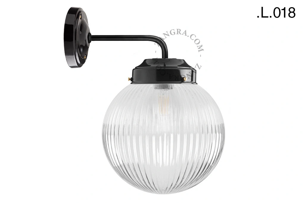 applique noire - globe en verre
