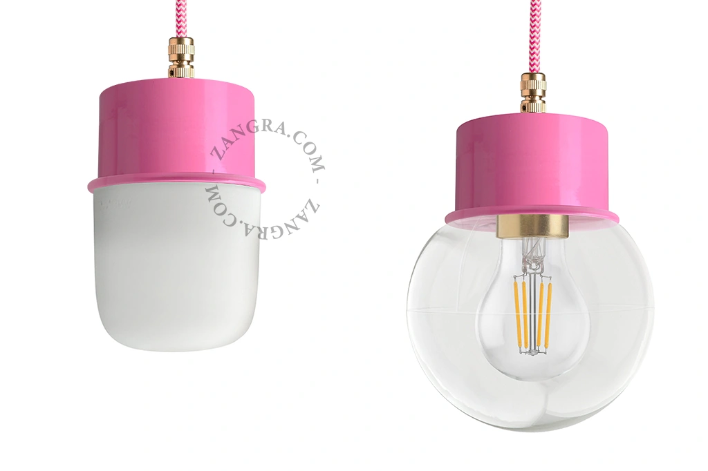 candeeiro suspenso rosa - abajur de vidro - Ø 8,5cm