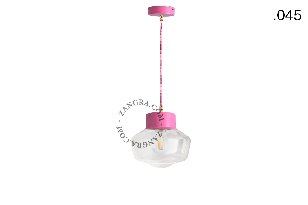 lámpara colgante rosa - pantalla de vidrio - Ø 10 cm