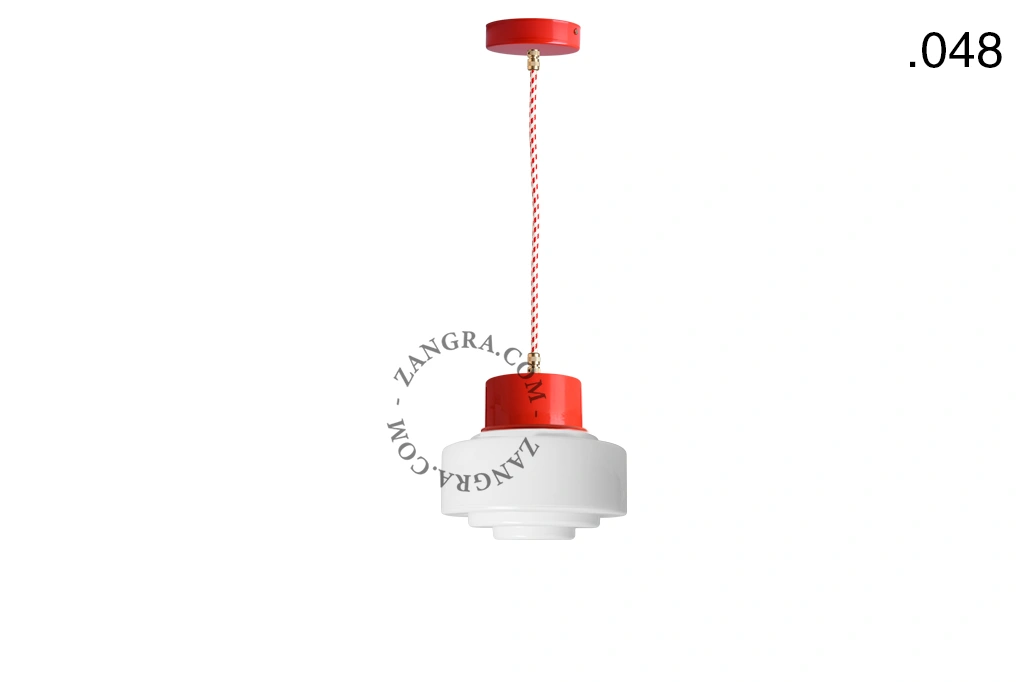 lampada a sospensione rossa - paralume in vetro - Ø 10 cm